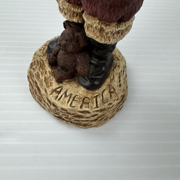 Vintage Santa Claus Figurine America Teddy Bear Christmas Decoration Rustic - Picture 3 of 16